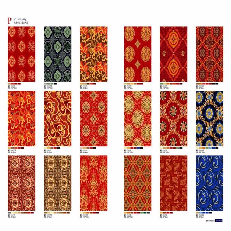 Custom cut pile printed red nylon carpet for banquet hall
