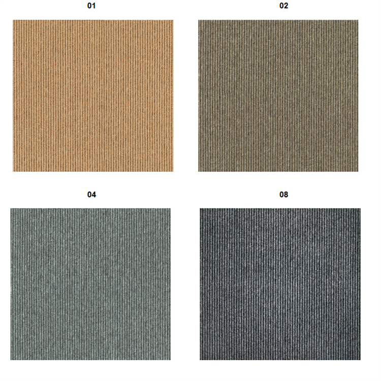 Ribbed surface double colors striped level loop PP carpet tiles