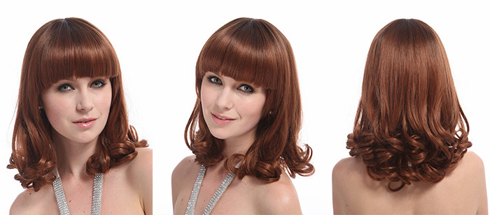 Short Curly Synthetic Hair Wigs , 6A Synthetic Curly Wigs Darker Brown