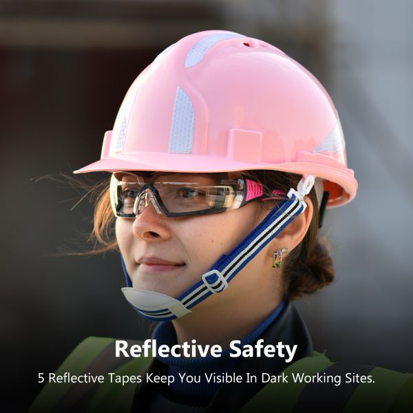 Pink 4/6 Points Construction Site Safety Work Helmet 285mm Workplace Safety Equipments
