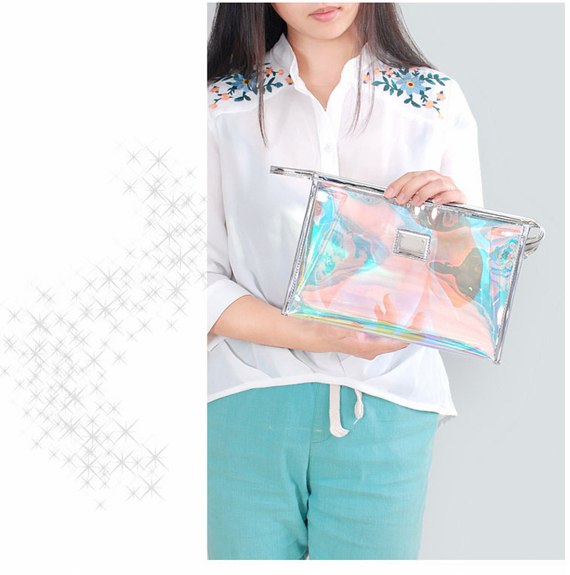 Luxury Rainbow Holographic PVC Cosmetic Organiser Bag