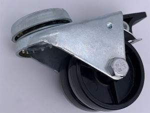 China Dual-Wheel Black Nylon Caster Bolt Hole Swivel Brake 2 Inch wholesale