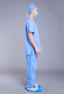 China Reusable 100% Cotton GB15979 Blue Scrub Suit For Doctors wholesale