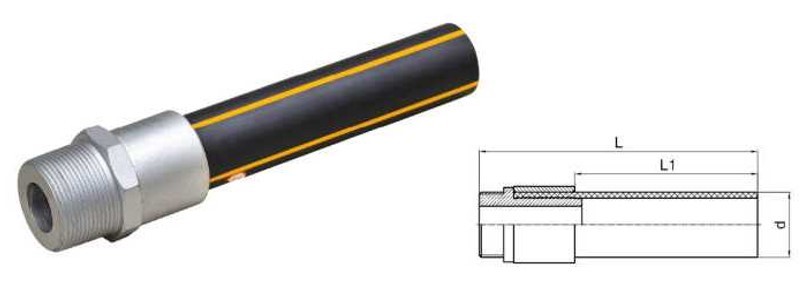 PE100/PE80 SDR11 Threaded Steel Transition Steel To PE Transition Fittings