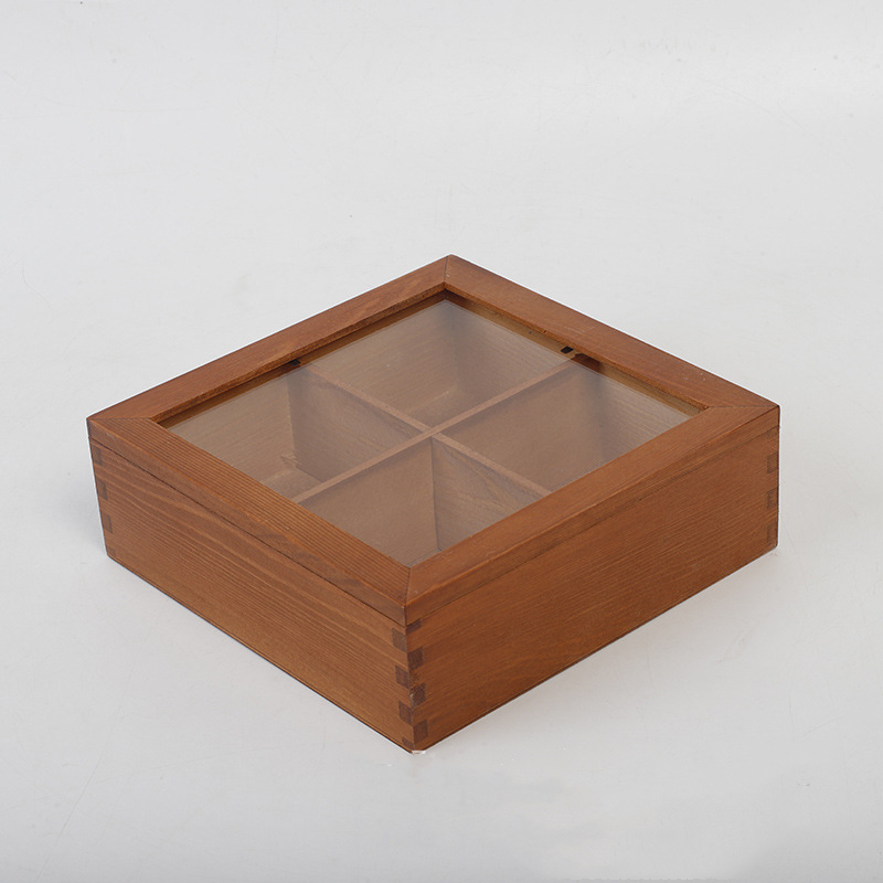 Multifunctional Wooden Storage Box With Dividers Ultraportable Dustproof