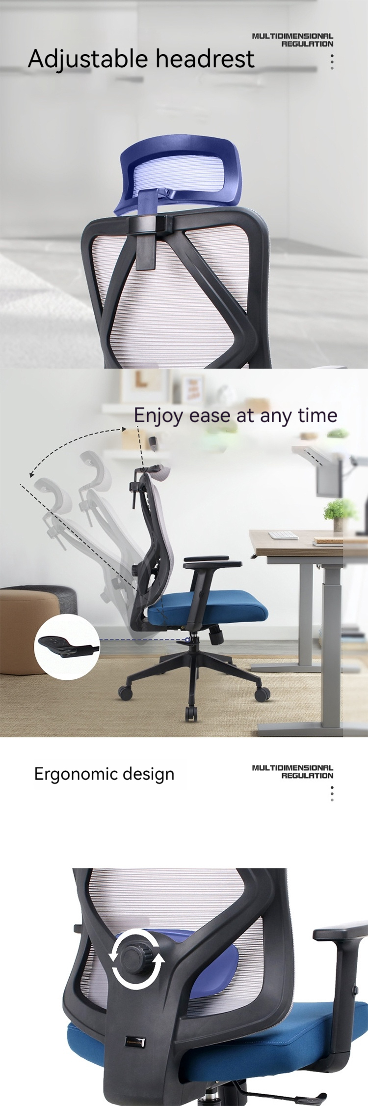 Ergonomic Lumbar Design Mesh Office Chair with Porosity and Comfortable Sponge Cushion