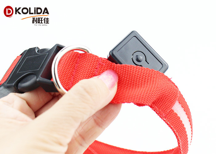 LED Light Nyon Adjustable Pet Dog LED Collar Leash Polyster Size 3 Red Color