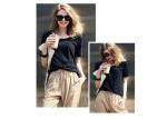 100% Cotton Women's T - Shirts Loose Fashion Color Double Car Line Charm