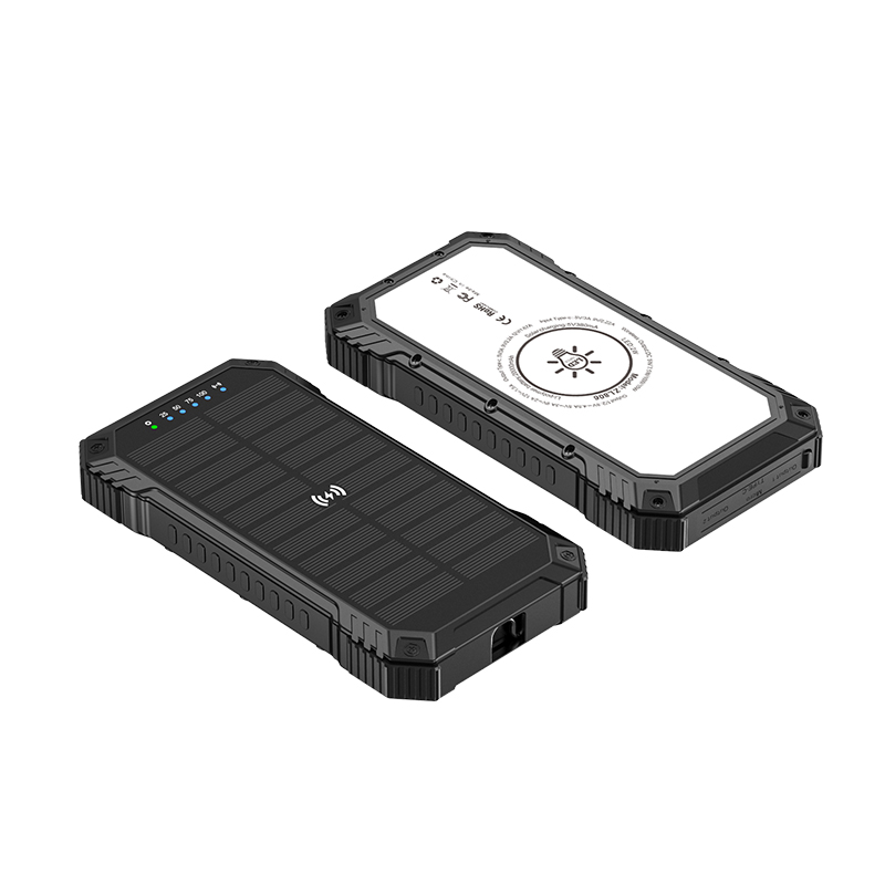 Outdoor Power Bank for iPhone 15 15W Wireless Output 22.5W Solar Charging and 3A Output