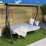 AJUNION 3 Seater Outdoor Swing Bed Patio Swings Hanging Chair Mail Packing Y
