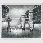 Classic Oil Painting Paris Black And White ，Palette Knife Landscape Painting