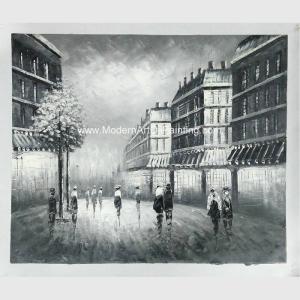 China Classic Oil Painting Paris Black And White ，Palette Knife Landscape Painting Linen Canvas wholesale