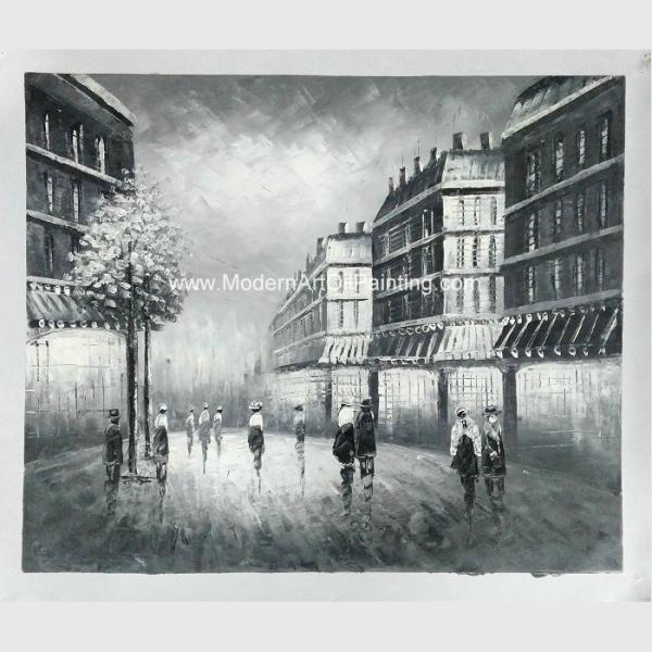 Classic Oil Painting Paris Black And White ，Palette Knife Landscape Painting