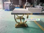 Silver Gold Stainless Steel Leg Dining Table Set 6 Seater With Marble Top