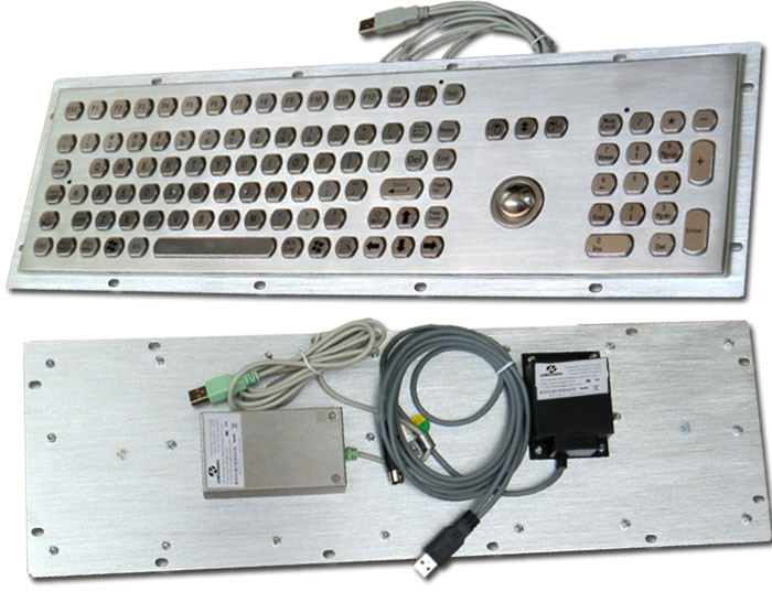 Stainless steel Industrial Computer Keyboard with Trackball , Dust Proof Keyboard