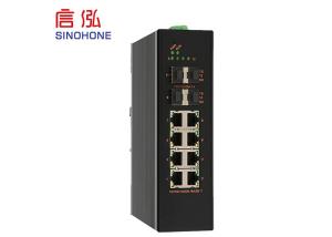 China Black Din Rail Gigabit Ethernet Switch 4 1000m Sfp Fx Ports + 8 10/100/1000m Tx Ports wholesale