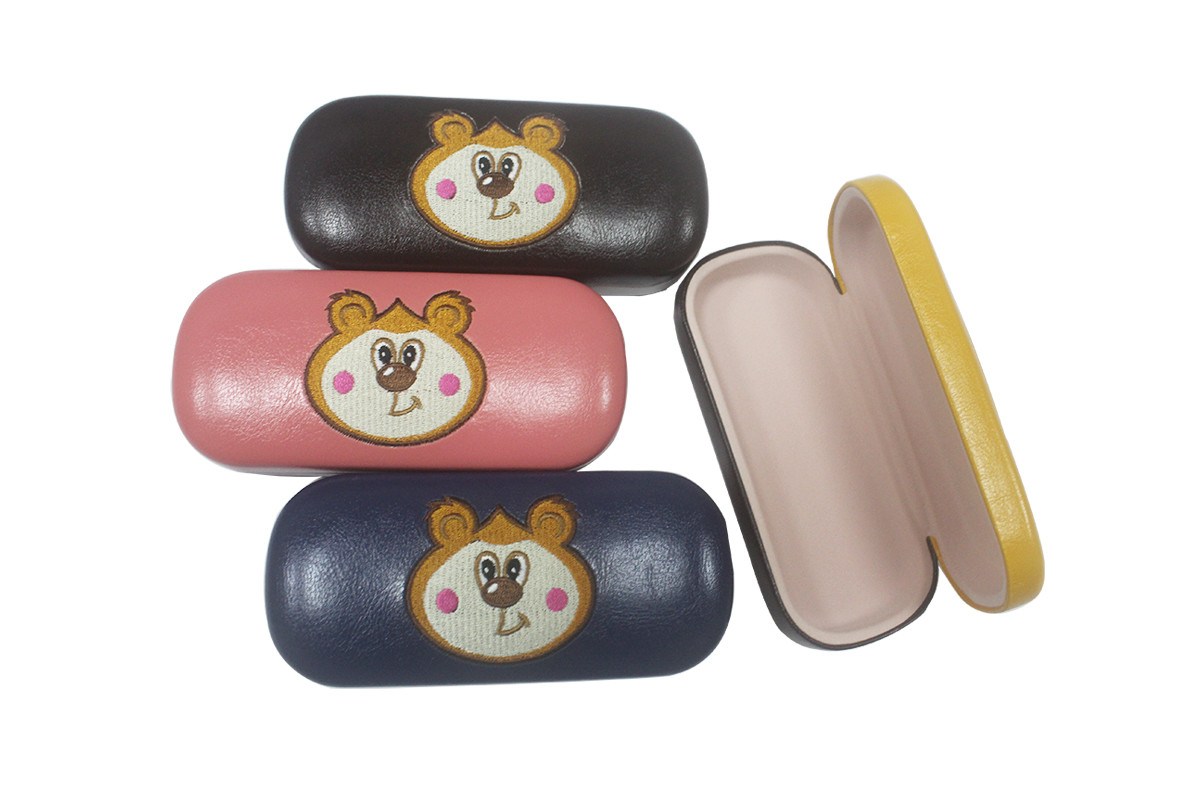 PU Embroidery Kids Hard Shell Eyeglass Cases Children Cartoon Cases