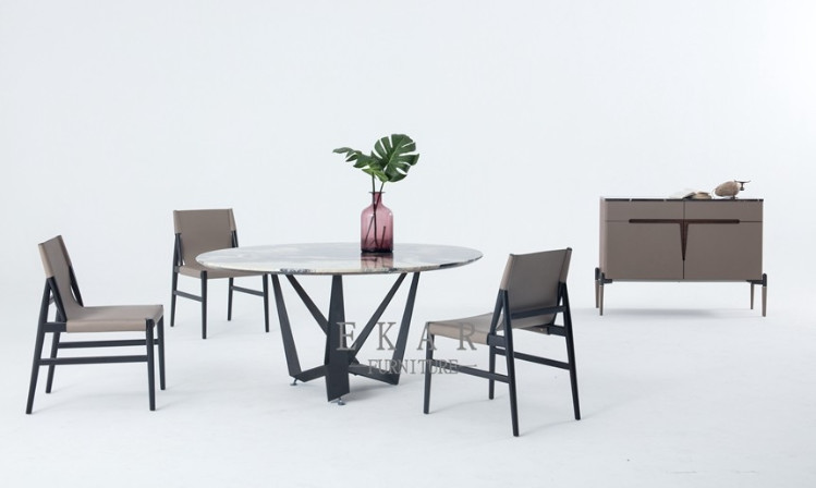 High End Modern Beautiful Natural Marble Top 6 Seater Dining Table Designs Diameter 1.2/1.5 m Table