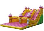Jumping Commercial Grade Blow Up Water Slide Pink Color Double Lane Customized