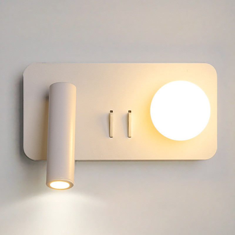 White Reading acrylic ball Wall Lamp 3W +5W Interior Bedroom Bedside Desk Wall Sconce Light Fixture For Indoor Hotel