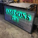 Plug-In 3D Backlit Brushed Metal Gold Color Business Channel Letter Sign for