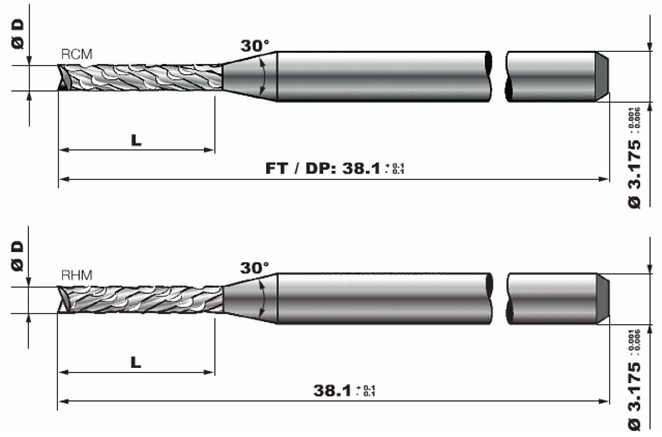 Geometry PCB Diamond Cut Router Bits For Aluminum MCPCB Routing