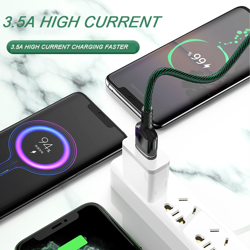 Cotton Braided USB 2.0 Charging Cable Type C 3.5A Fast Charging Cables