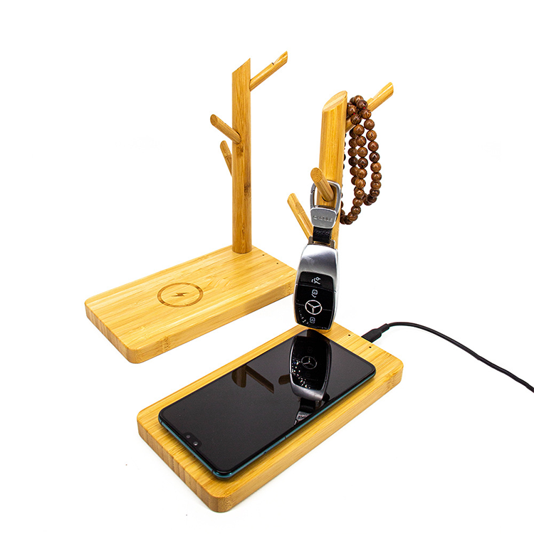 Portable USB Charger Station Customized Bamboo Dock Charging Stand Holders for Storage