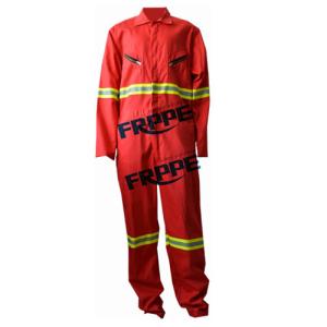 China Red 100 Fire Resistant Coveralls With Reflective Tape For Welder Workwear wholesale