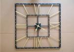 Square Vintage Black Gold Silent Metal Wall Art Clock