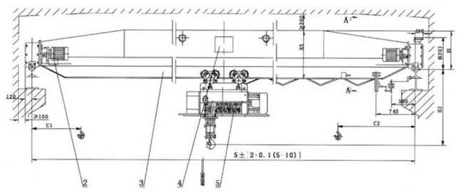 Explosion Proof Electric Hoist 22.5m Suspension Bridge Crane