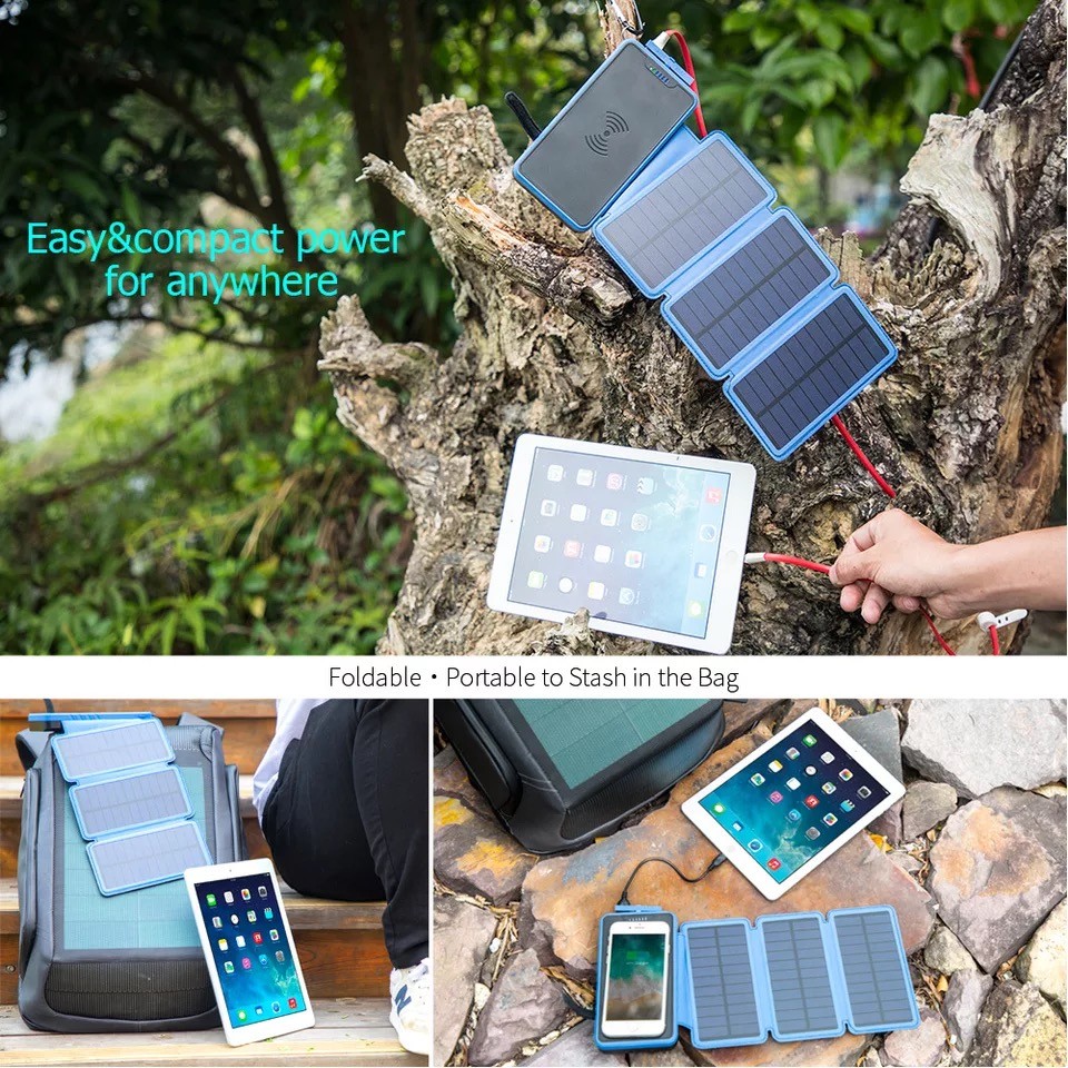 High Capacity 50000mah Solar Powerbank Foldable Solar Power Bank With LED Light