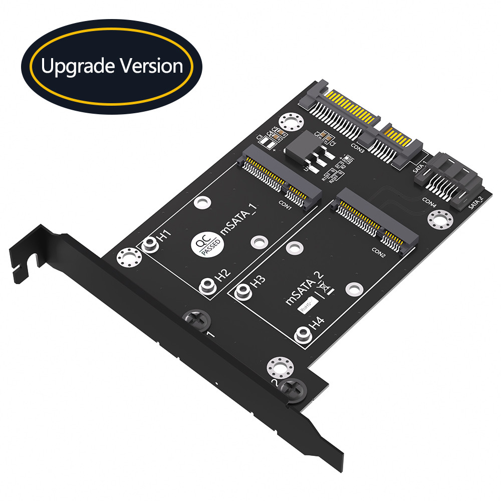 MSATA Hard Disk Application Dual SATA3 Converter Adapter Card with Full Height Bracket
