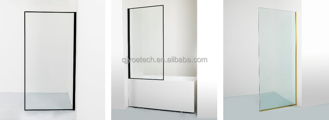 Safety Round Corner 6mm 8mm 10mm Black Grid Tempered Glass for Shower Bathroom Door
