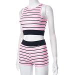 Fitness Women Two Piece Sets Sleeveless Trend Tank Top+High Waist Shorts Bodycon