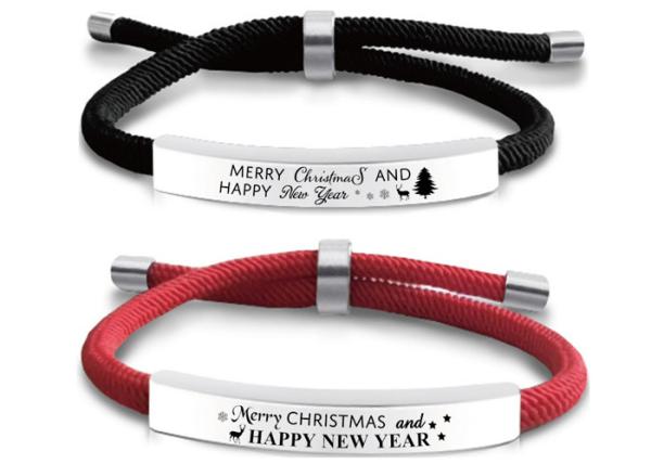 Bracelet Christmas gift black red rope stainless steel bracelet braided rope