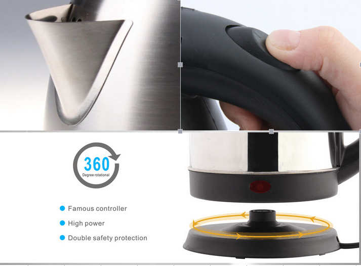 Seamless Welding Electric Hot Water Kettle 360 Degree Rotation Base