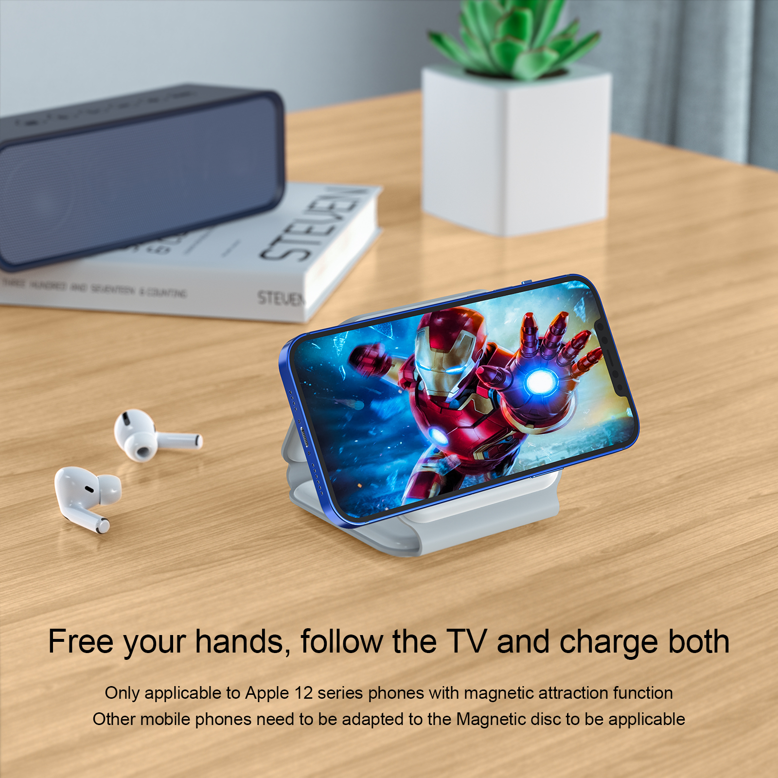 15W Magnetic Folding Wireless Charger for iPhone AirPods and Watch 3 Multiple Smart