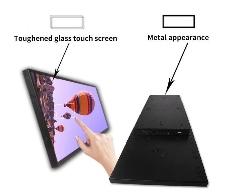 29 Inch Ultra Wide Monitor Stretched Bar LCD 1920x540 500nits With Touch For Bus Airport Display