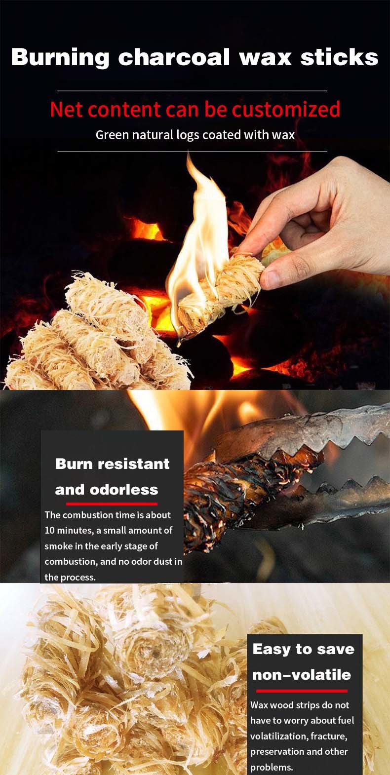 Paraffin Wood Firelighter for BBQ Charcoal Igniters Wood Wool Burners Fire Starters