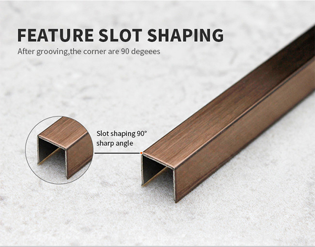 Customized Vibration Decorative Stainless Steel Tile Trim 8mm 2.7m length