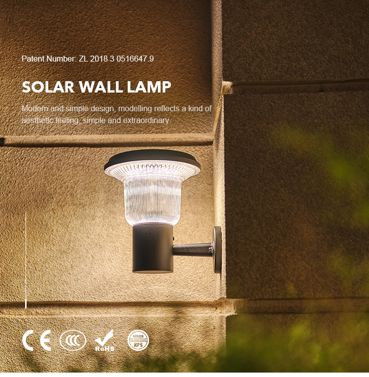 3000K 6000K LED Garden Solar Wall Light For Outdoor Step Fence