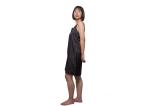Jacquard Woman Night Dresses Black Satin Cami Dress Cotton Lace At Back