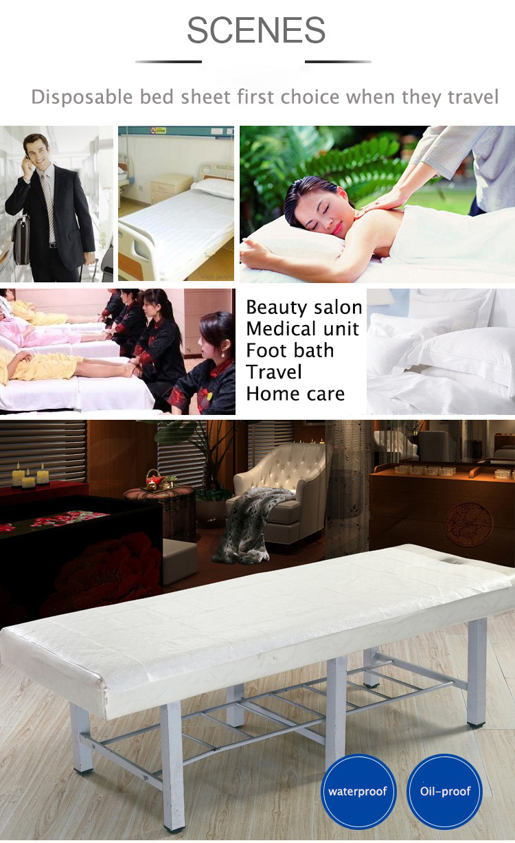 Plain Dustproof 10gsm 270gsm Nonwoven Disposable Bed Sheet