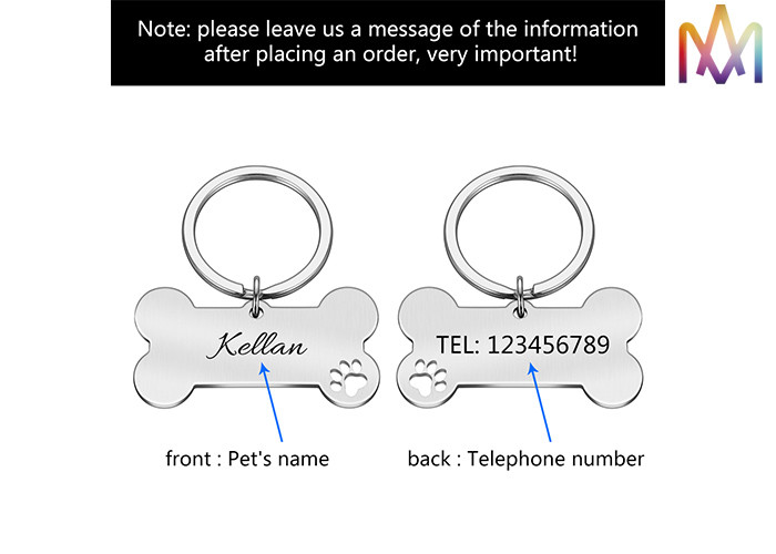 Fadeless Keyring Bone Collar Personalized Pet Charms