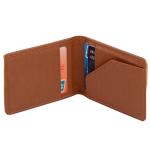 11x7cm Polybag Mens Leather Bifold Wallets , AQL Slim Brown Leather Wallet
