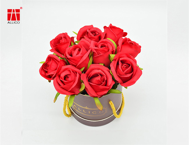 600-1000gsm CMYK Brown Flower Bouquet Gift Box Multi Colors Handmade