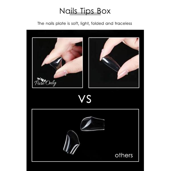 French Style Pure Only 500pcs Clear/nature Practice Display Thin Round Shape Nail Tips for Professional