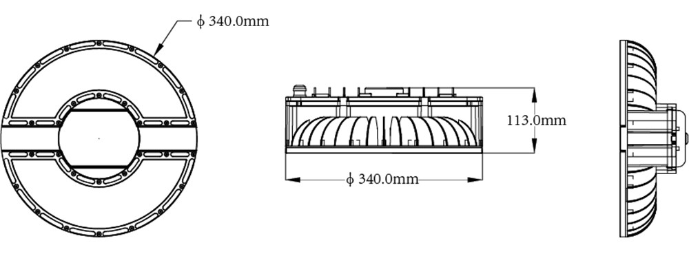 100W-250W UFO LED High Bay Light IP65 Waterproof 180lm/W High Efficacy