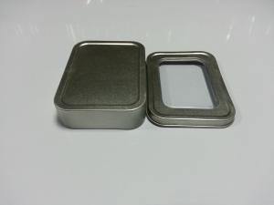 China Silver Plain Mini Tin Cans , Square Clear Window Gift Containers wholesale